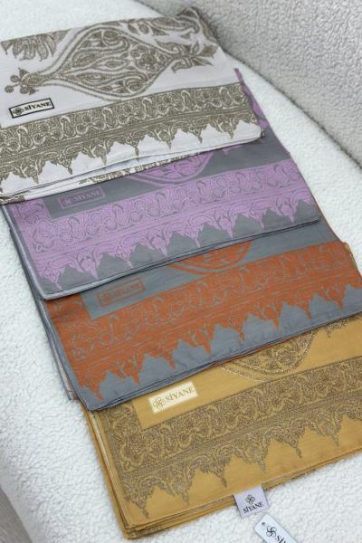 Siyane Etnik Desen Şal Ekru Vizon