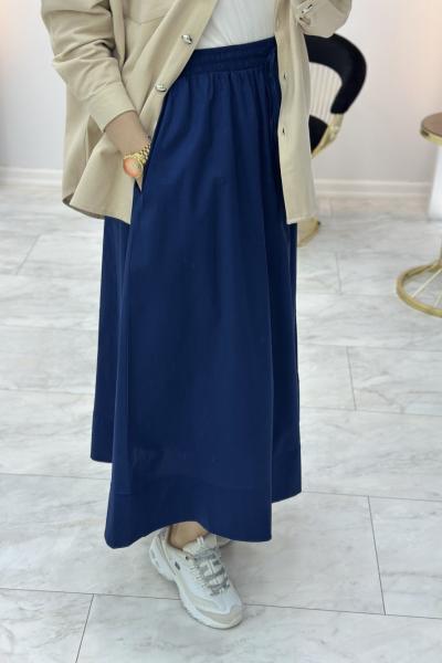 Poplin Basic Etek Lacivert