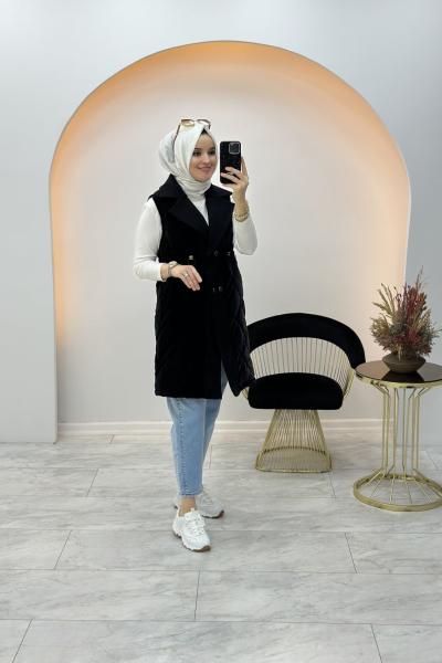 Lisra Uzun Yelek Siyah