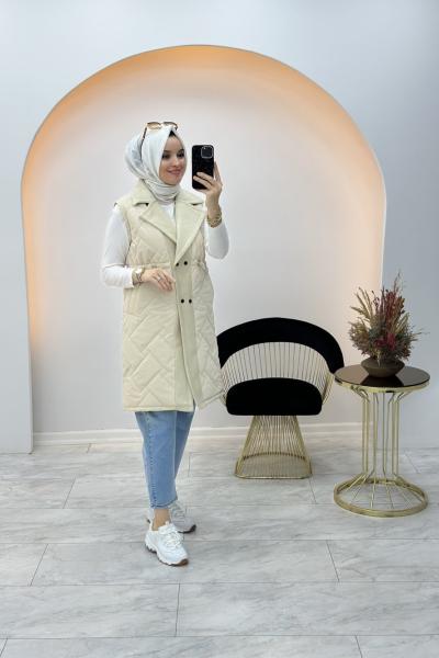 Lisra Uzun Yelek Bej