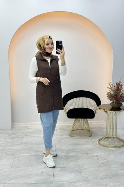 İnci Yelek Kahverengi