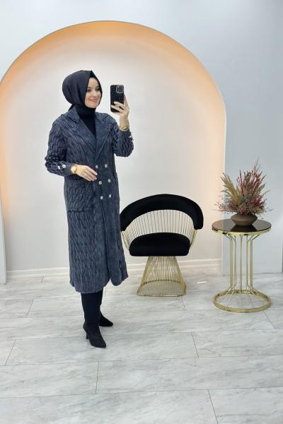 Örgü Detay Yıkamalı Kap Siyah