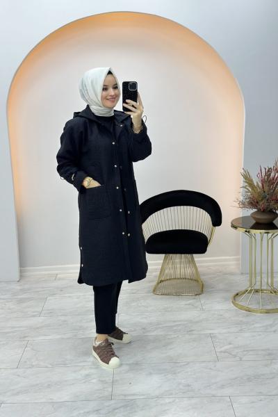 İzel Kapitone Kap Siyah