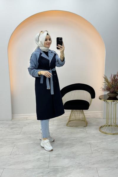 Özel Tasarım Trenç Lacivert