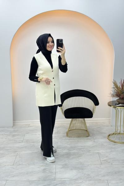 Çelik Dokuma Yelek Ekru