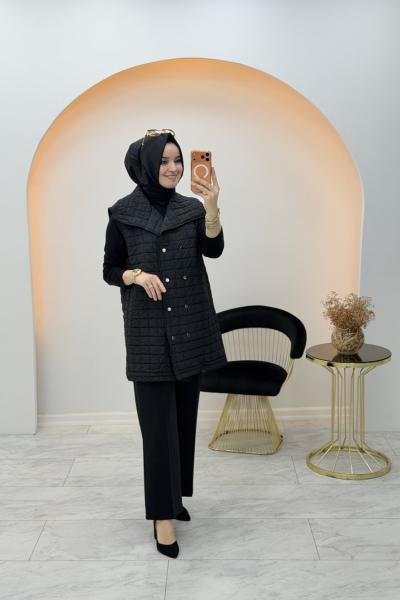 İda Kapitone Yelek Siyah