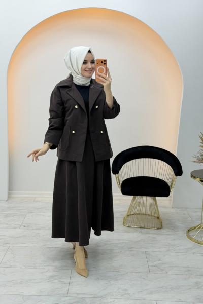 Özgü Etekli Takım Kahverengi