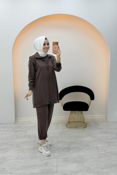 Adel Üçlü Yelekli Takım Kahverengi