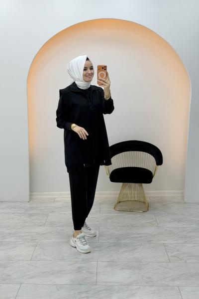 Adel Üçlü Yelekli Takım Siyah