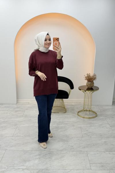 Hazel Merserize Tunik Bordo