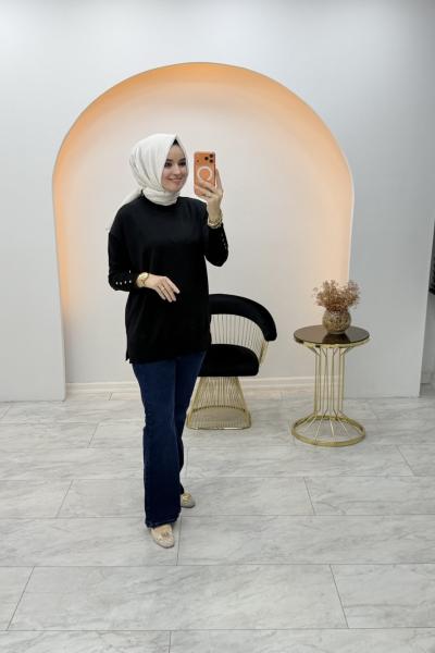 Hazel Merserize Tunik Siyah