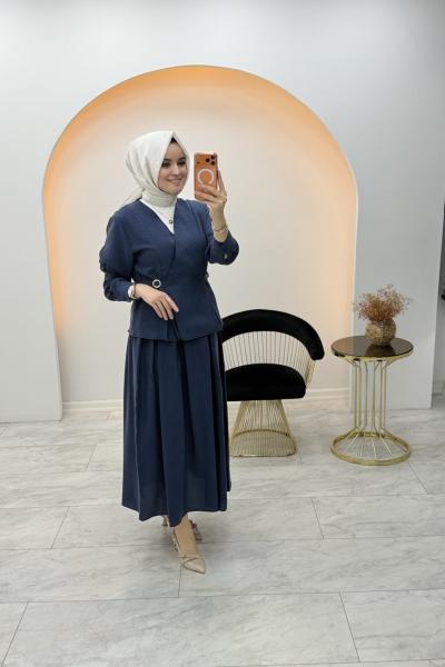 Nüha Etekli Takım Lacivert