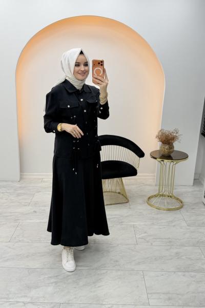 Çise Tensel Etekli Takım Siyah