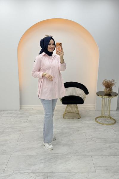 Evsa Poplin Gömlek Pembe