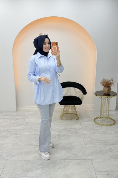 Evsa Poplin Gömlek Bebe Mavisi