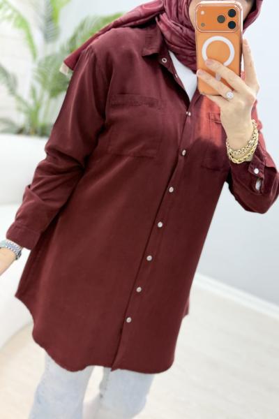 Name Tensel Gömlek Bordo