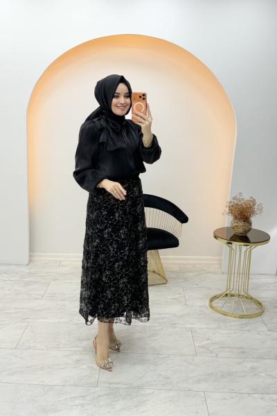 İncilay Etekli Takım Siyah