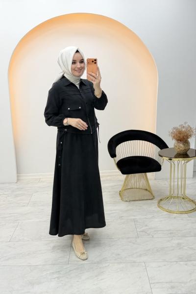 Melina Etekli Takım Siyah