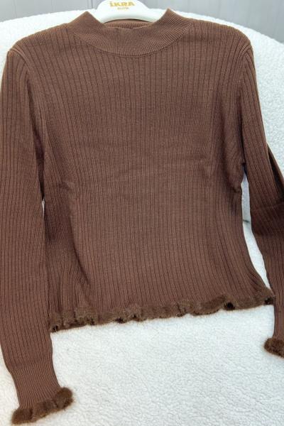 Fırfır Detaylı Kazak Kahverengi